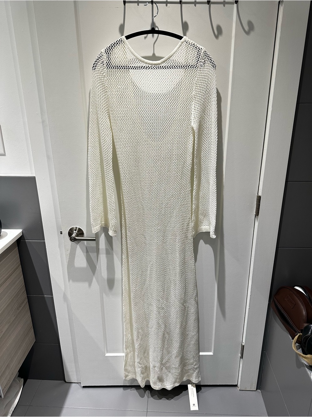 Swim coverup Long White Mesh Knit Dress - Women's